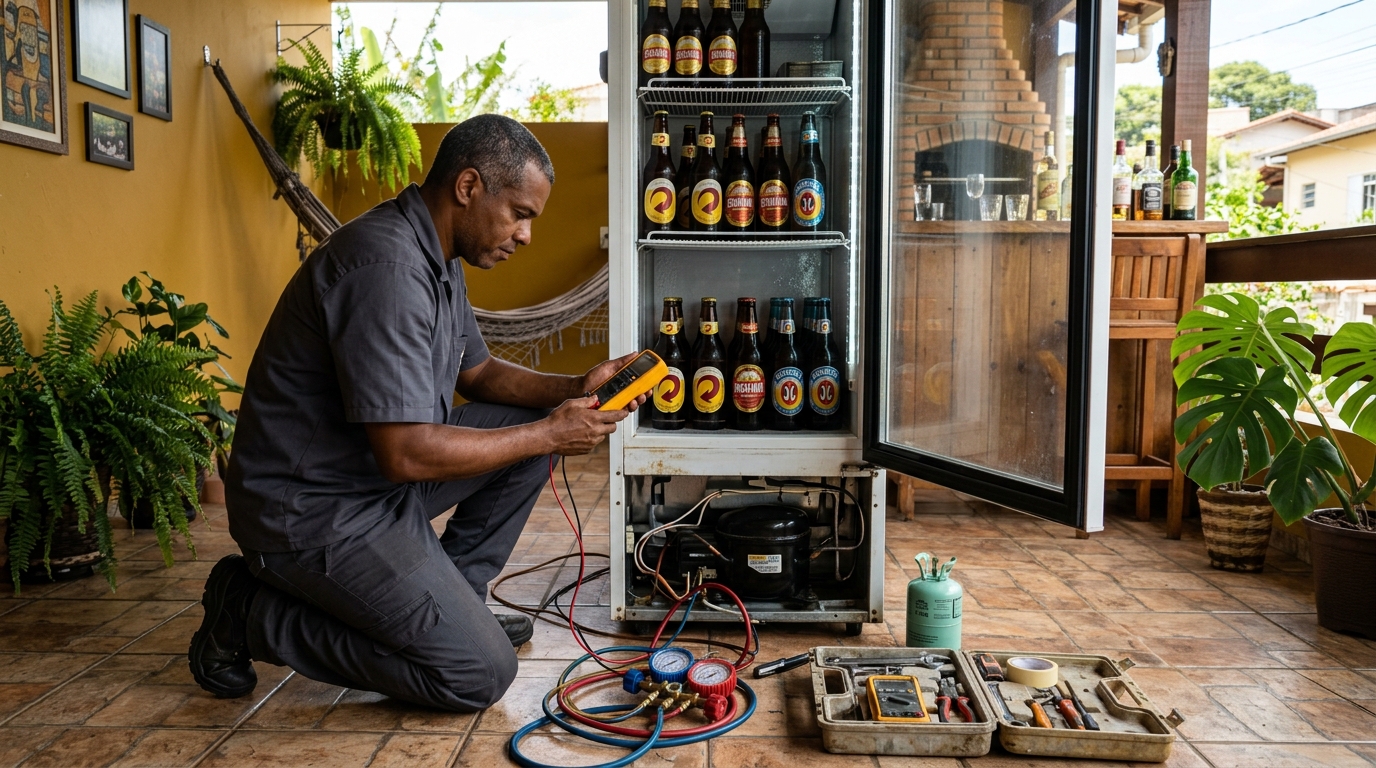 Manutenção da placa eletrônica de cervejeira em Florença, Goiânia‑GO