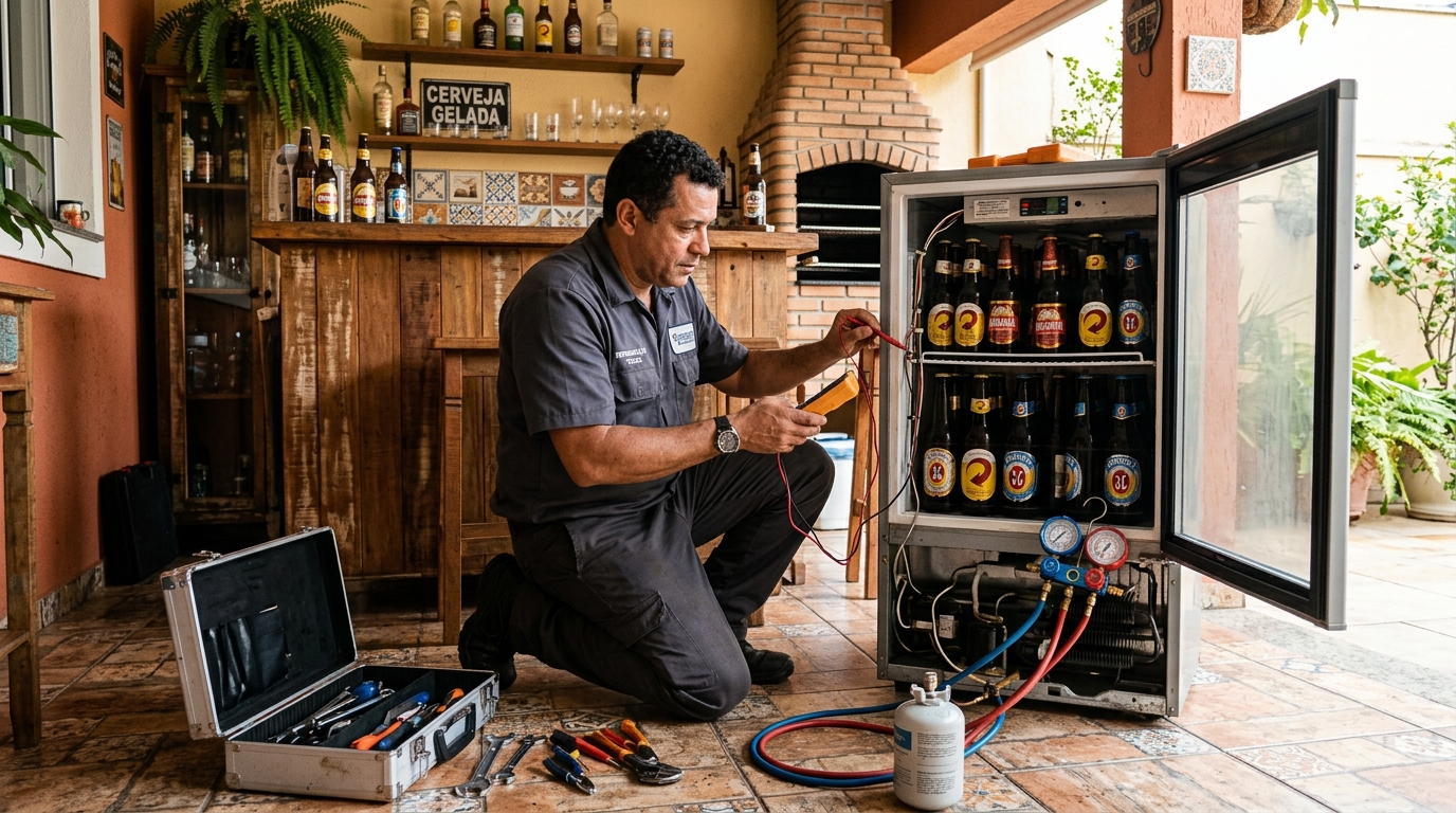 Aplicação de gás refrigerante em cervejeira atendida em Florença, Goiânia‑GO